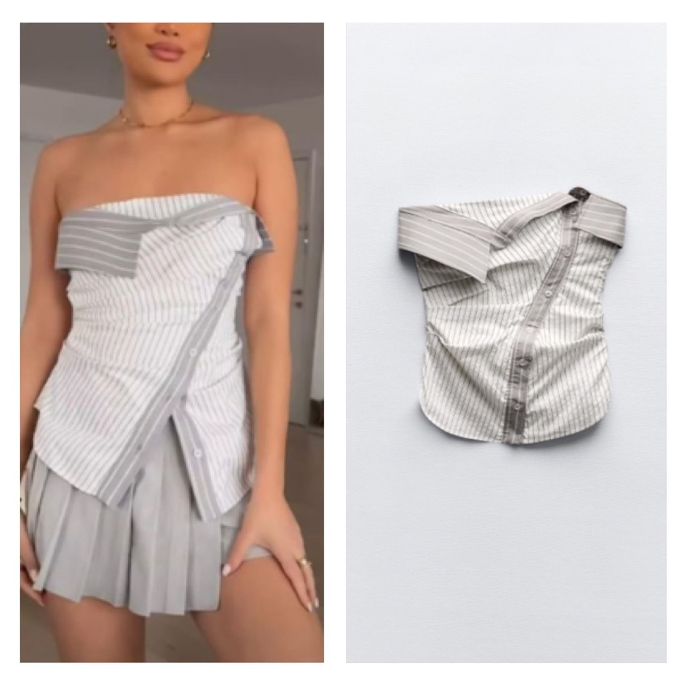 NWT Zara striped strapless top